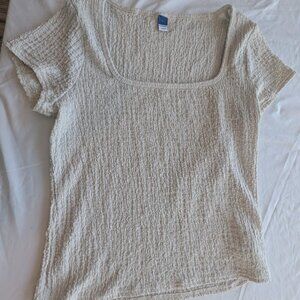 Old Navy Ladies Square Neck Short Sleeve Shirred Shirt Size L